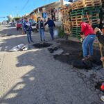 Cuautlancingo realiza trabajos de bacheo en Sanctorum