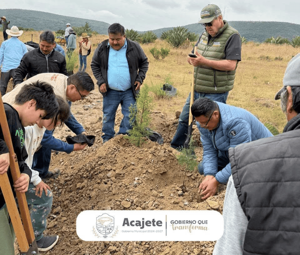 Realizan jornada comunitaria de reforestación en el jagüey de Santa Cruz, Tlacamilco en Acajete